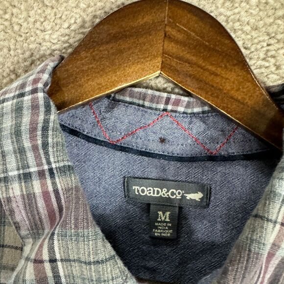 Toad&Co Shirt Mens Size Medium M Gray Plaid Flannel Long Sleeve Organic Cotton - Picture 9 of 13